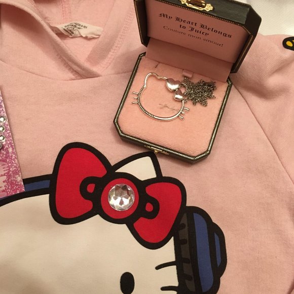 Adorbale cotton candy pink hello kitty hoodie and matching necklace! - Picture 4 of 12